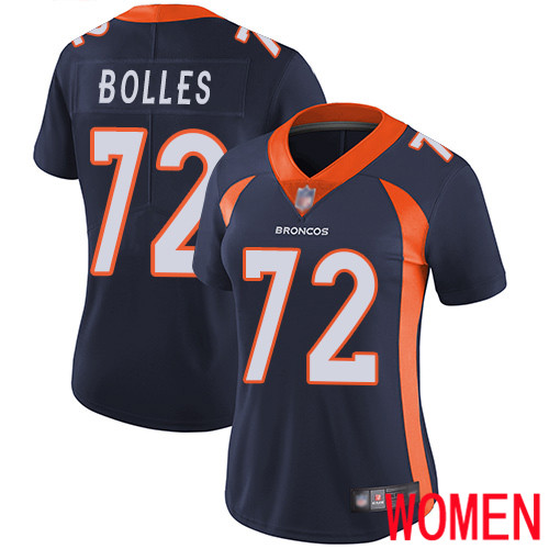 Women Denver Broncos #72 Garett Bolles Navy Blue Alternate Vapor Untouchable Limited Player Football NFL Jersey
